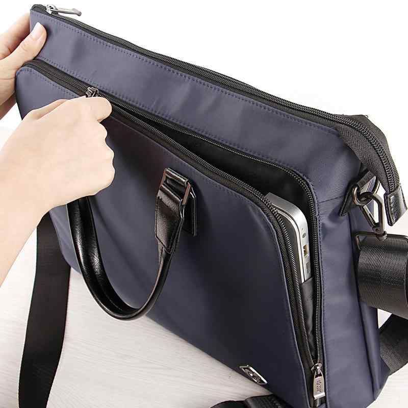 ビジネスバッグ メンズ キャンバス キャンバス A4 PC収納 書類入れ 大容量 多機能 ファスナー オフィス 通勤 ブリーフケース 会議用 手提げ(4)