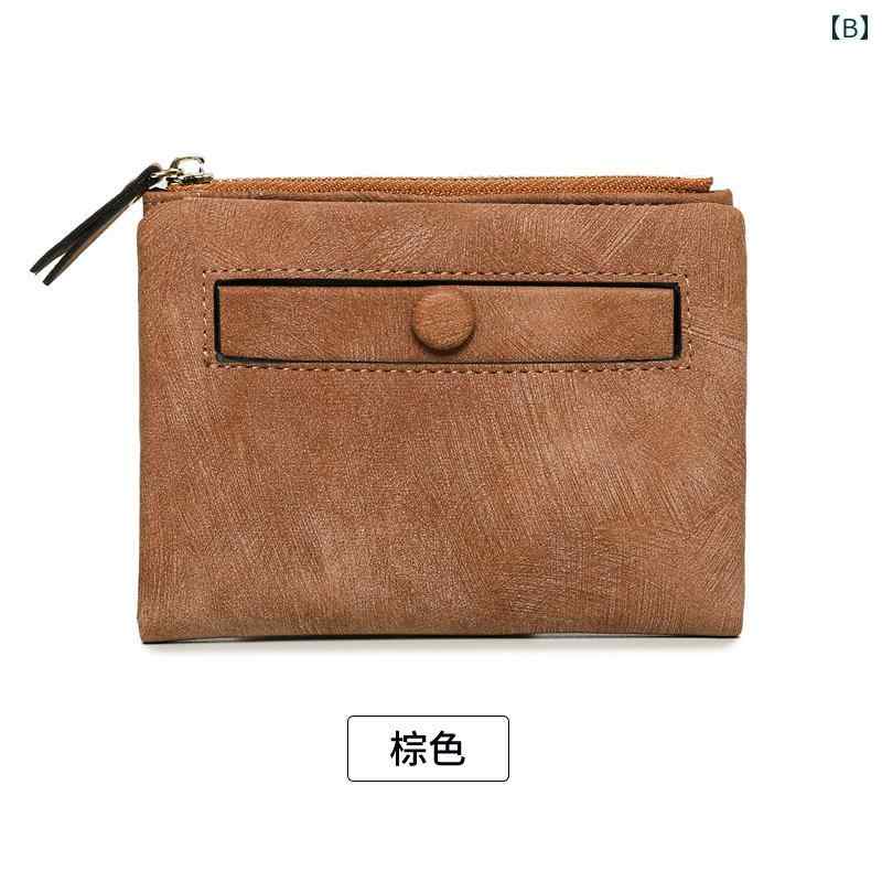 二つ折り財布 レディース ショート PUレザー 多機能 学生 韓国風 おしゃれ 個性的 マット加工 無地 ファスナー スナップボタン開閉 カラフル 小銭入れ カード入れ ポリエステル裏地