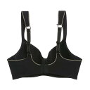 スポーツブラ レディース フィットネス ヨガ ランニング ジム トレーニング ノンワイヤー フルカップ Vネック 薄型 モールドカップ 穴あき 吸湿速乾 通気性 ミドルサポート 黄土 黒