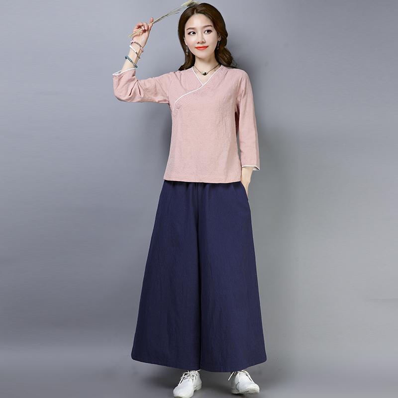 チャイナドレス チャイナ服 レディース ステージ パフォーマンス 撮影 衣装 レトロ 中国風 綿リネンのヨガ服 漢服 レディース 瞑想 禅 スーツ