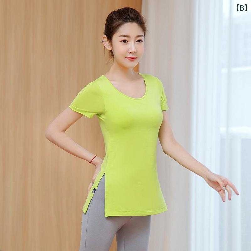 ヨガウェア レディース 半袖トップス 吸湿速乾 ストレッチ フィットネス トレーニングウェア 通気性 モダール スリムフィット
