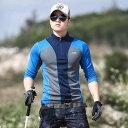 Tシャツ メンズ 男性用 長袖 速乾 吸汗 通気性 UVカット 伸縮性 ストレッチ 切り替え 軽量 耐摩耗 スタンドカラー アウトドア スポーツ 登山 トレッキング ハイキング ルーズフィット 春夏