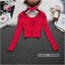 ヨガウェア レディース 長袖 ショート丈 Tシャツ トップス ハイウエスト バックオープン 美背 クロストラップ スリムフィット コットン 無地 ラウンドネック...