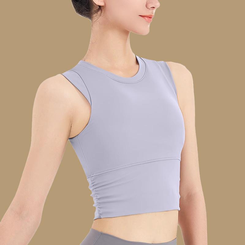 ヨガウェア レディース ノースリーブ カップ クロップ丈 吸湿速乾 伸縮性 通気性 ナイロン トップス ジム フィットネス ワークアウト スポーツウェア