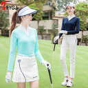 ゴルフ レディース 女性用 速乾 長袖 UVカット 紫外線対策 ハイネック ハーフジップ ファスナー ストレッチ 伸縮性 スリムフィット タイトシルエット グリ...