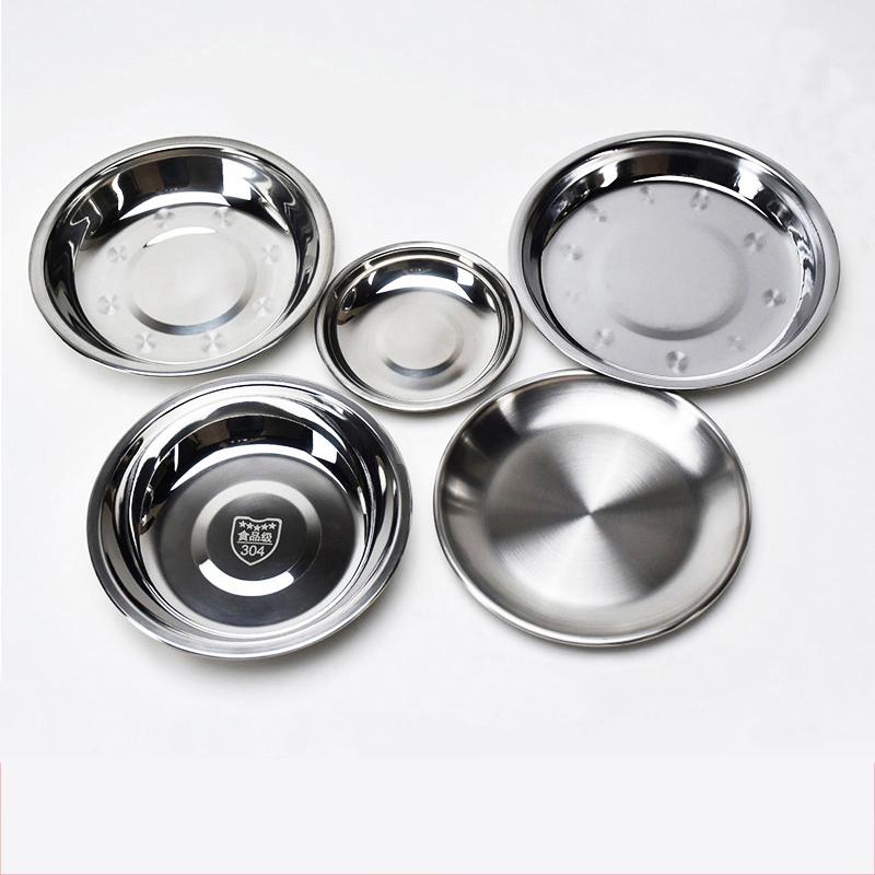 プレート ステンレス製 円形 平皿 浅皿 食事皿 家庭用 業務用 食卓用 盛り付け皿 丈夫 衛生的 シンプル..