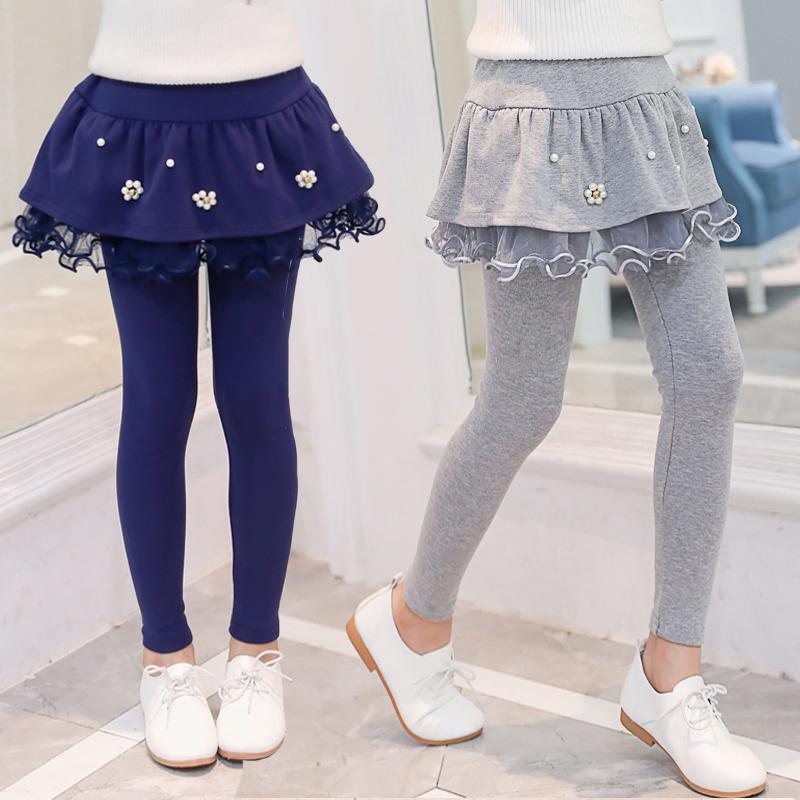 スカッツ 女の子 キッズ ジュニア 重ね着風 重ね着風 綿 コットン 秋冬 裏起毛 厚手 暖かい 防寒 レギンス スパッツ ロング丈 ハイウエスト お出かけ 普段使い かわいい