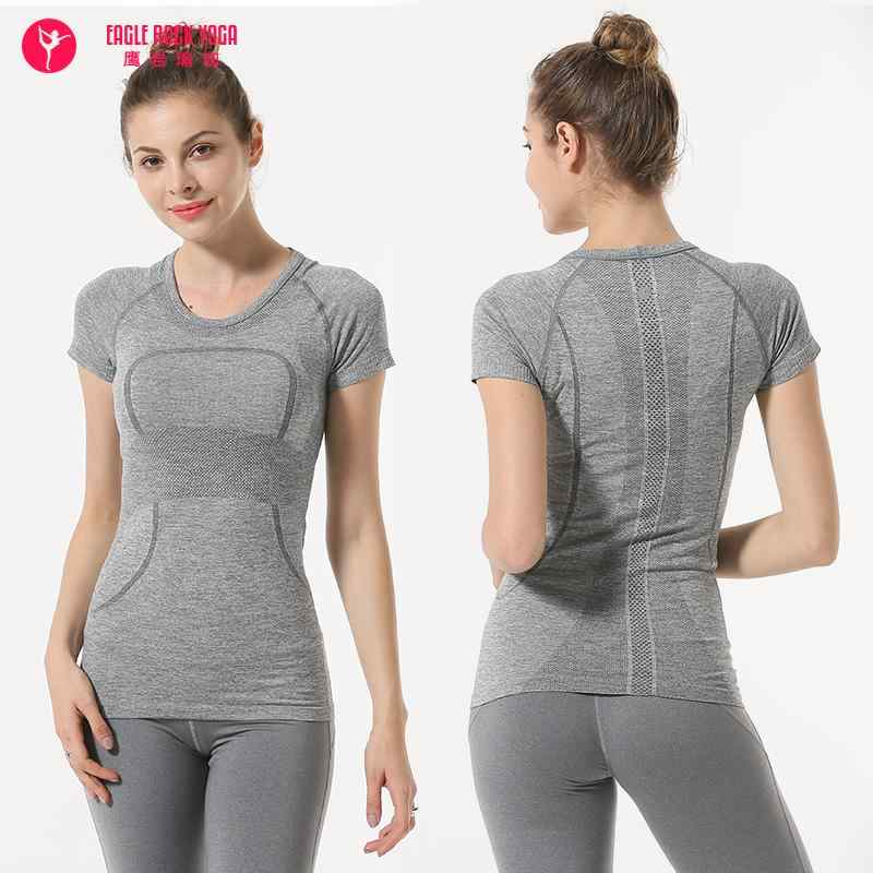 スポーツウェア レディース クルーネック 半袖 Tシャツ 吸湿速乾 通気性 伸縮性 ランニング ヨガ フィットネス トレーニング オールシーズン ショート丈 タイトフィット トップス