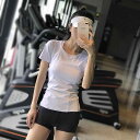 Tシャツ レディース スポーツウェア ランニング ヨガ フィットネス トップス 吸湿速乾 速乾 ストレッチ 伸縮性 軽量 通気性 半袖 クルーネック ダークグレ...