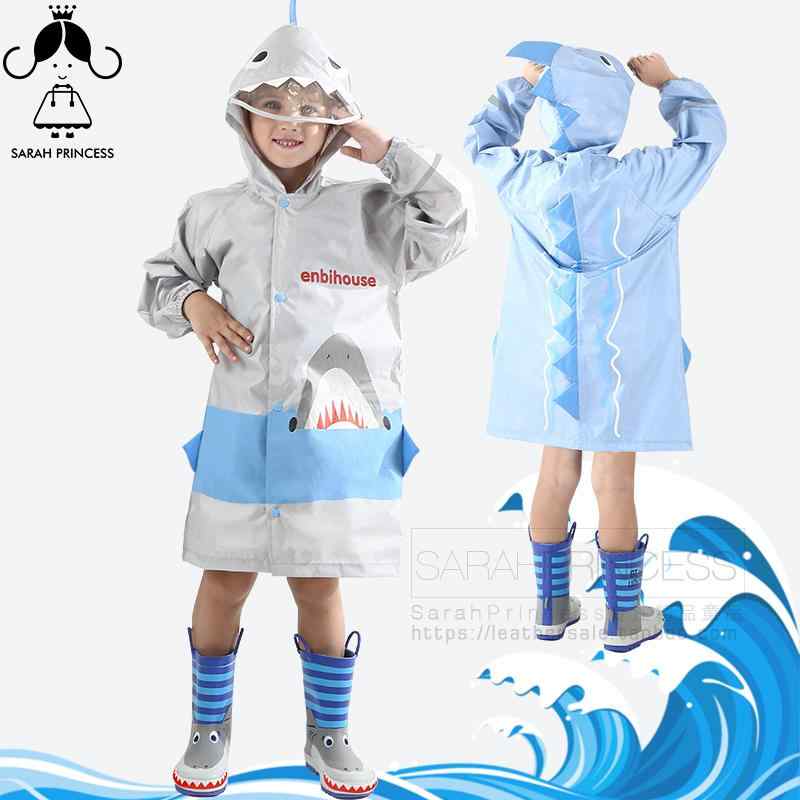 キッズ用かわいいサメレインコート 鮫 幼稚園 雨合羽