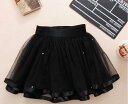 スカート キッズ 女の子 黒 ブラック チュールスカート ミニ丈 春夏 韓国風 発表会 ダンス ボリューム フレア ティアード 子供 ボトムス