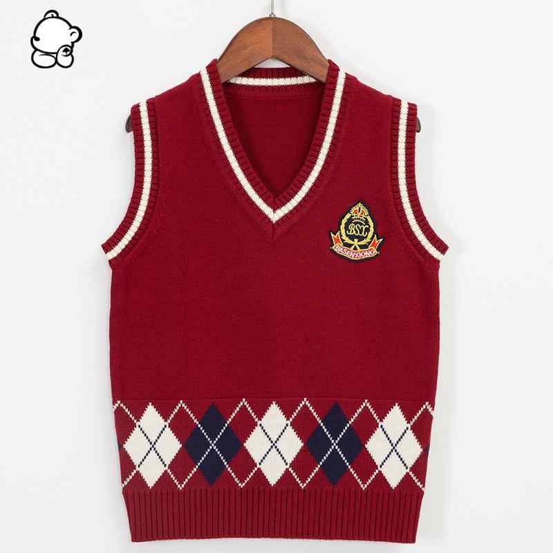 ベスト 男の子 キッズ ニット プルオーバー 綿 コットン スクールスタイル 春秋 カジュアル 普段使い ..