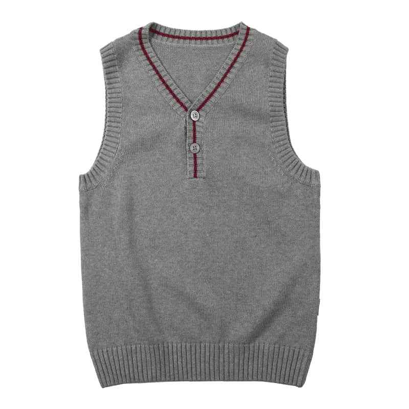 ニットベスト キッズ 男女兼用 小学生 中学生 スクール 通学 制服 春秋 綿 コットン グレー ネイビー
