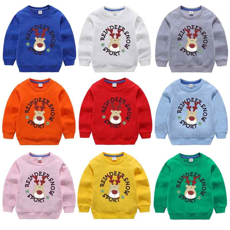 トレーナー キッズ 男の子 女の子 ベビー クリスマス トナカイ キャラクター 綿 コットン 子供服 通学 普段使い 制服 グループウェア 韓国風 春秋 赤 レッド