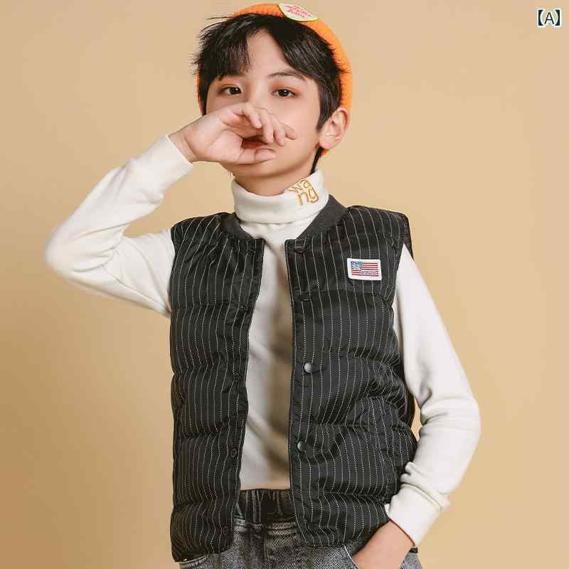 ダウンベスト 男の子 キッズ ジュニア 薄手 軽量 インナー 秋冬 防寒 暖かい 暖かい ポリエステル ホワ..