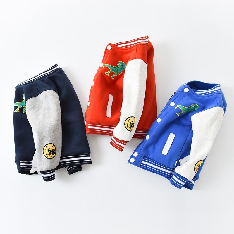 Stadium Jumper - ジャケット 男の子 キッズ 子供 ベビー 男の子 恐竜柄 薄手 裏毛 スタジャン ベースボールジャケット 綿 コットン 春秋 カジュアル 普段使い お出かけ ネイビー オレンジ ブルー