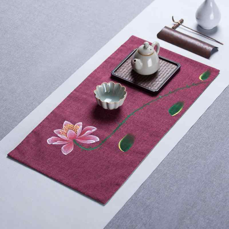 ・要素: 田園風・スタイル: 和風・サイズ: 60x30cm・特徴: ハンドメイド・種類: 手描き幽蘭茶席.手描き蓮花茶席