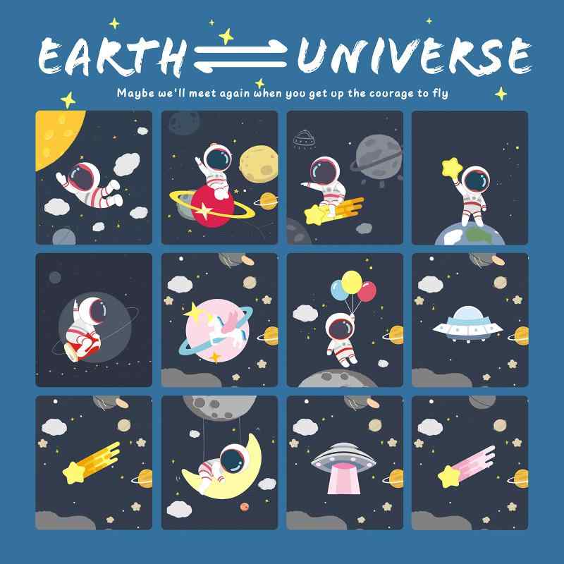 刺繍ワッペン 宇宙飛行士 UFO 星 スター かわいい おしゃれ 粘着シール アイロン不要 ワンポイント デコレーション 布用ステッカー リメイク キッズ 男女兼用 カラフル ポップ