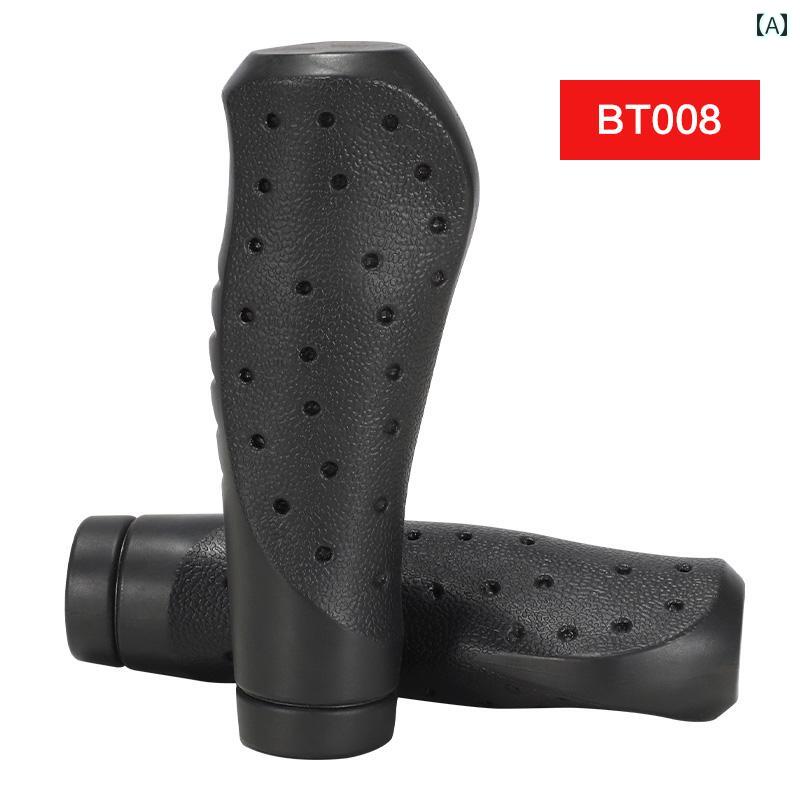 自転車 ハンドルグリップ キッズ 子供 マウンテンバイク ゴム製 汎用 肉球型 ストレート型 ツートンカラー 快適 振動吸収 保護カバー ブラック 黒赤