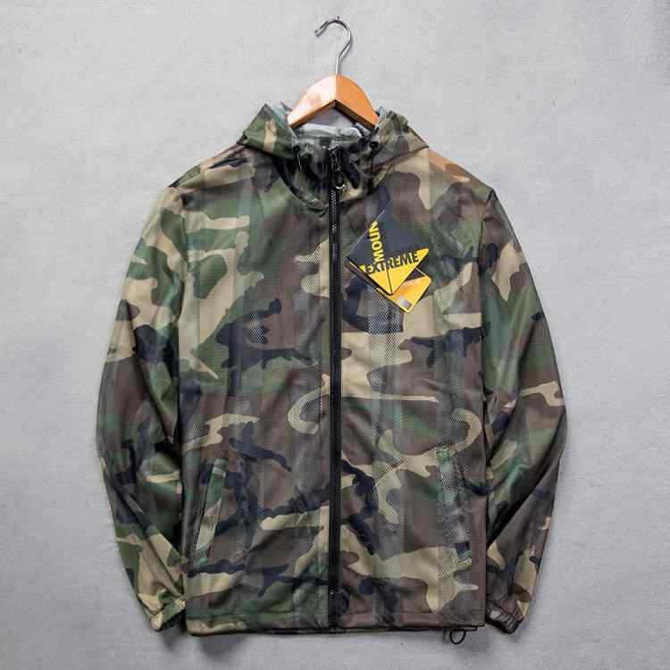 アウター メンズ 薄手 軽量 速乾 通気性 UVカット フード メッシュ 迷彩柄 スポーツ アウトドア ジャケ..