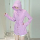 UVカットパーカー レディース ミドル丈 薄手 フード ジップアップ ポケット 紫外線対策 接触冷感 吸湿速乾 アウトドア スポーツ サイクリング 自転車 ポリ...