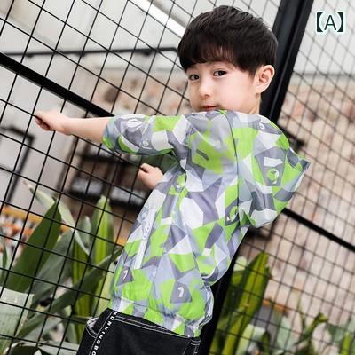 パーカー 男の子 UVカット 接触冷感 薄手 フード ジップアップ アウター 小中学生 ...