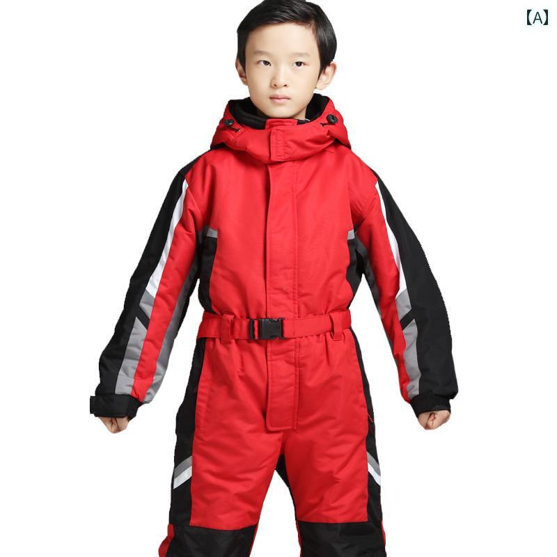 キッズ スキーウェア 男の子 女の子 ジュニア スノーボードウェア ワンピース つなぎ 厚手 中綿 防寒 暖かい 防水 防風 透湿 耐摩耗 雪遊び 冬物 ウィンタースポーツ 2