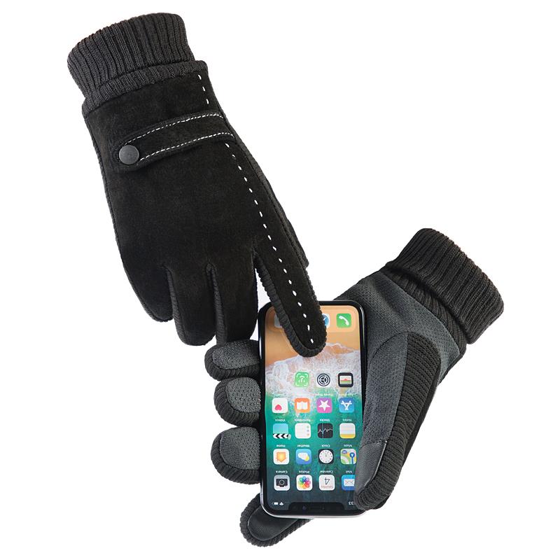 手袋 メンズ 男性 秋冬 革 ピッグスキン 厚手 裏起毛 防寒 暖かい タッチパネル 滑り止め グリップ 5本指 アウトドア スポーツ バイク ライディング スキー スノーボード 雪遊び 通勤 通学 グローブ