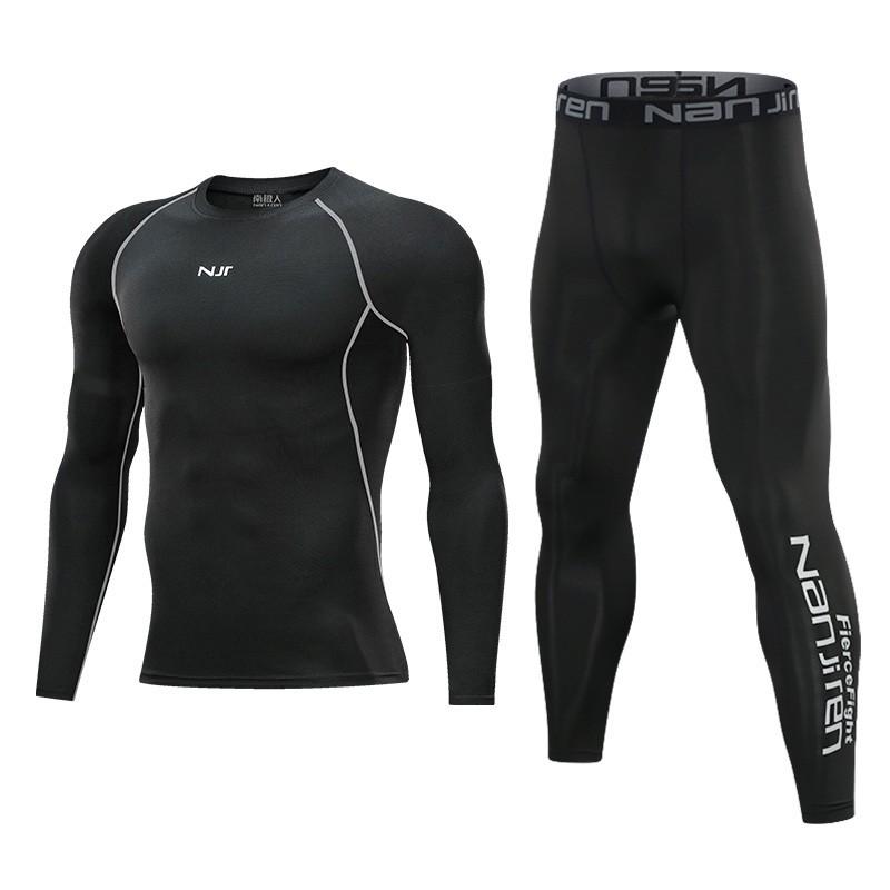 スポーツウェア メンズ 男性用 長袖 裏起毛 コンプレッションウェア 上下セット 吸湿速乾 高伸縮性 通気性 トレーニング ランニング バスケットボール フィットネス ジム 秋冬 ポリエステル