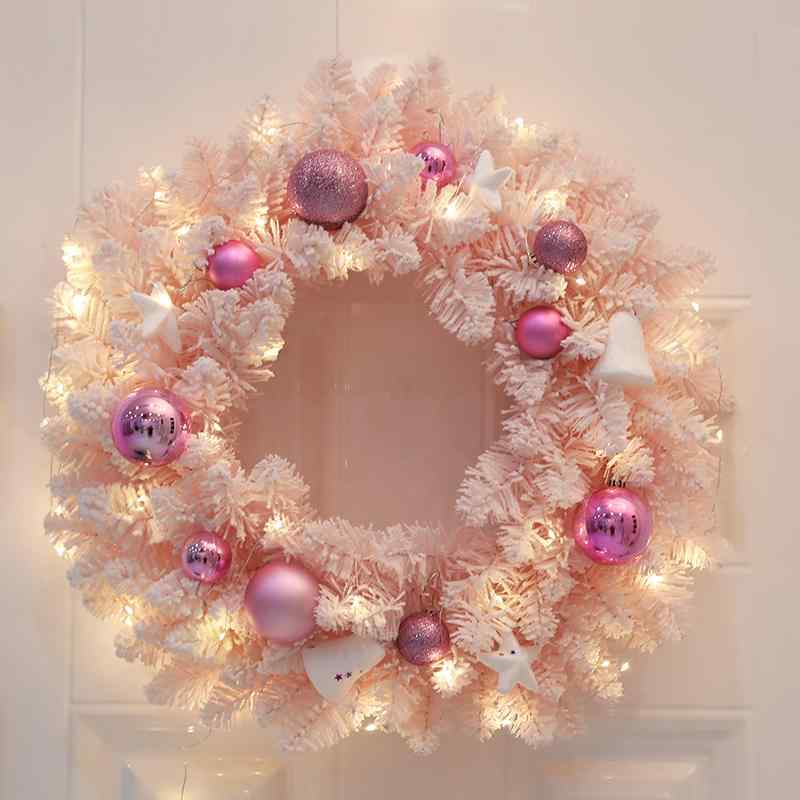 Glass Bowls - リース クリスマス ピンク フェイクスノー フロッキー加工 雪化粧 ドア掛け 壁掛け 玄関 店舗 ショーウィンドウ ディスプレイ インテリア 装飾 デコレーション 40cm 50cm 60cm