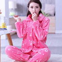 ルームウェア レディース ナイトウェア パジャマ 秋冬 女性 かわいい 厚手 フリース 襟付き もこもこ ふわふわ 快適 暖かい 大きいサイズ ピンク ブルー ...