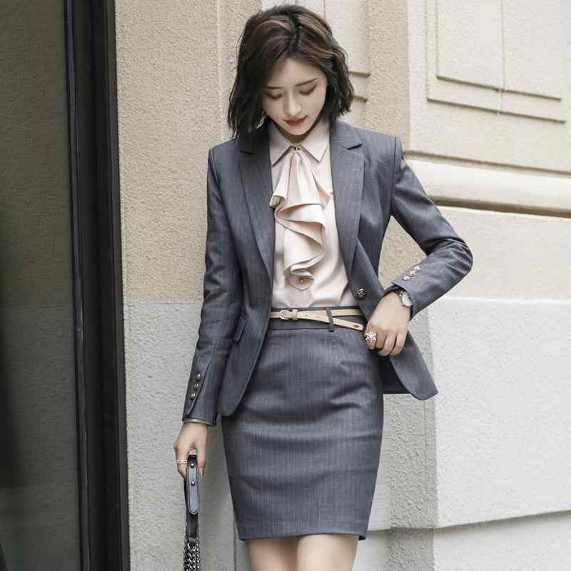 Other - スーツ レディース ストライプ柄 ジャケット セットアップ ビジネス オフィス 通勤 フォーマル 事務服 仕事用 秋冬 上品 エレガント