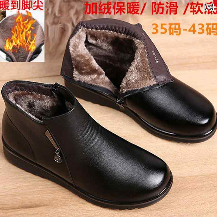 ショートブーツ レディース ミセス シニア 冬 防寒 暖かい 革 レザー 裏ボア ファー ローヒール ウェッジソール 滑り止め サイドジップ ラウンドトゥ カジュアル