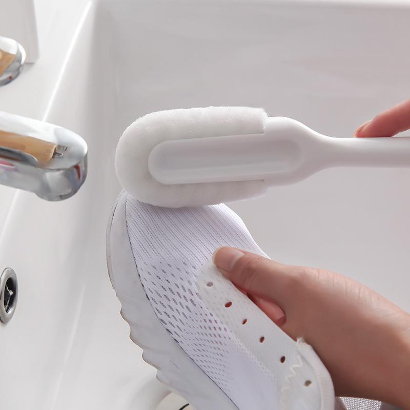 靴ブラシ ソフト毛 傷つけない ロングハンドル 家庭用 白靴 スニーカー 衣類洗濯 クリーニング 普段使..