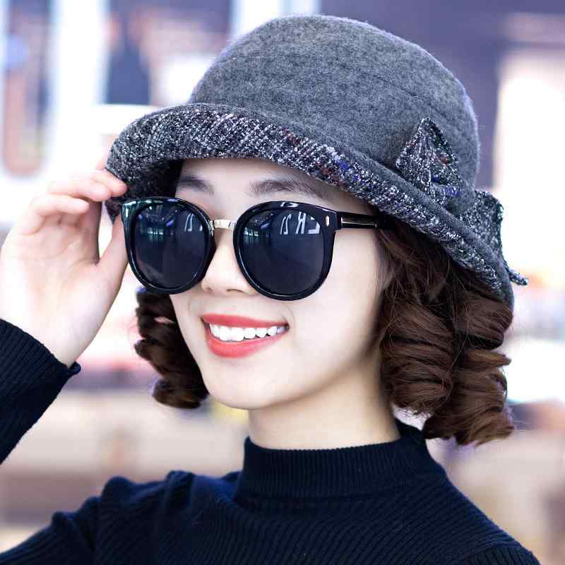 帽子 レディース 秋冬 韓国風 つば広 クロッシェ フェルト リボン カジュアル 上品 エレガント おしゃ..