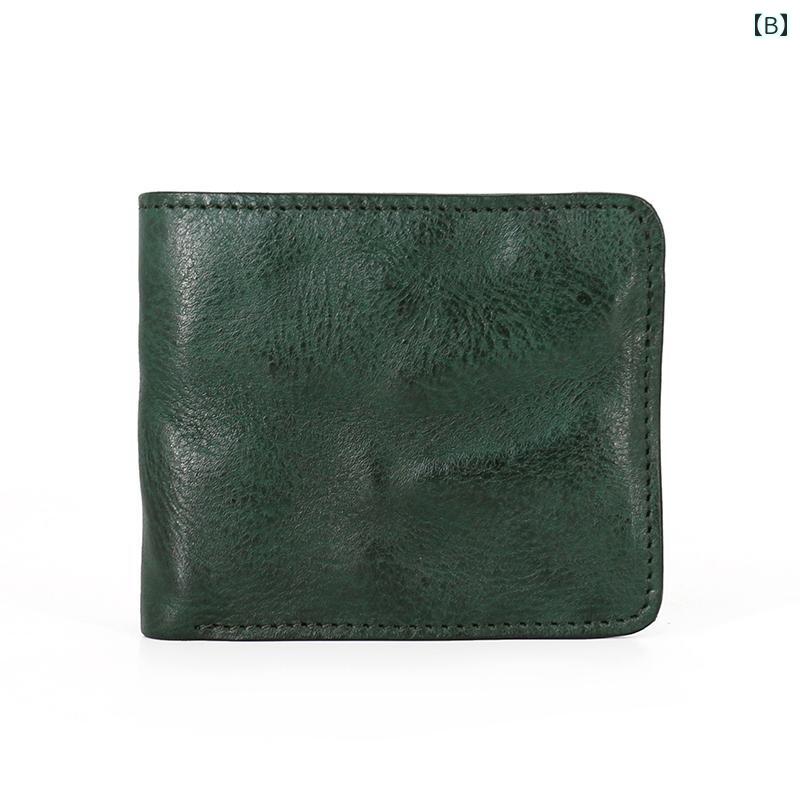 財布 メンズ 革 牛革 植物タンニンなめし ウォッシュ加工 レトロ ヴィンテージ しわ加工 二つ折り 小銭入れ カードケース 札入れ 横型 無地