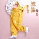 オーバーオール ベビー 韓国 長ズボン つなぎ 1歳~3歳 キッズ 男の子 女の子 春秋 綿 薄手 ボタン ポケット ステッチ かわいい お出掛け 裾絞り 黄 グレー 青 キリン 犬
