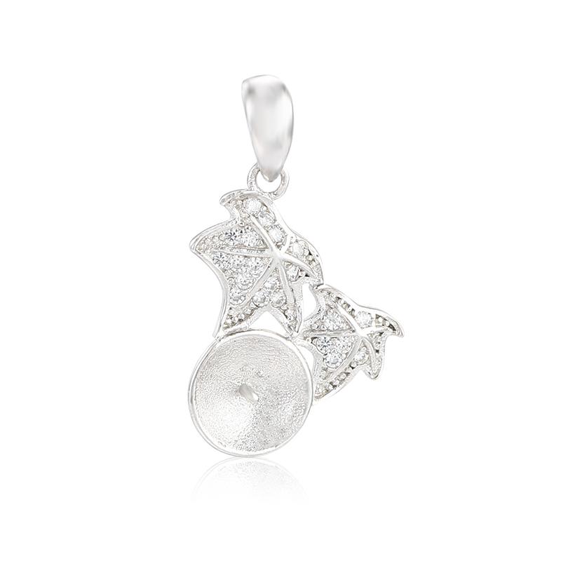 ペンダントトップ レディース S925銀 18金メッキ ホワイトゴールドカラー 丸玉空枠 DIY用 5-10mmルース..