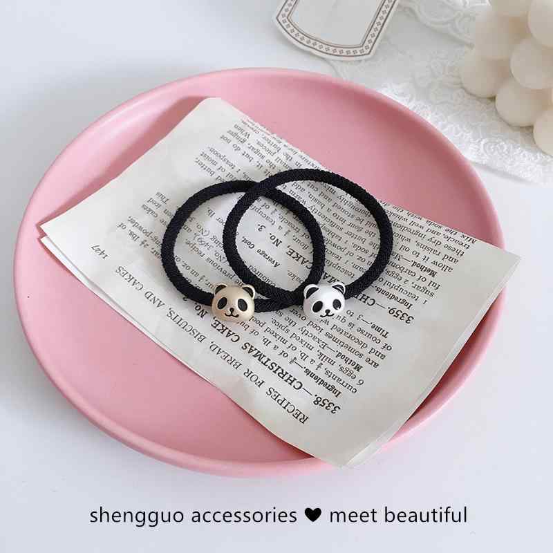 ヘアゴム カップル ペア パンダ キャラクター かわいい おしゃれ 2WAY ブレスレット 腕輪 シルバー ゴ..