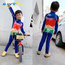 サイクルウェア キッズ 子供 長袖 プルオーバー 上下セット 薄手 サイクリング 自転車 バランスバイク ランニングバイク スポーツ 運動 アウトドア 春秋 花柄