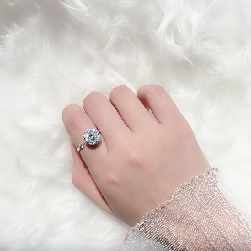 指輪 レディース S925銀 回転リング 輝くジルコニア オープンリング シンプル おしゃれ 個性的 ラッキーアイテム 日韓スタイル