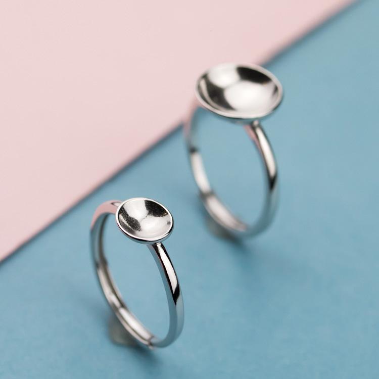 指輪 レディース S925 スターリングシルバー 銀製 パール 丸玉用 空枠 台座 DIY ハンドメイド 接 シン..