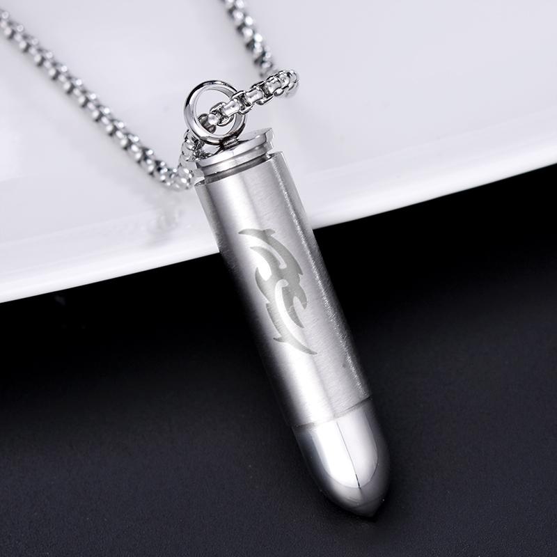 ネックレス メンズ 男性 ステンレス 弾丸型 開閉式 ペンダント シンプル ミリタリー カジュアル スタイ..