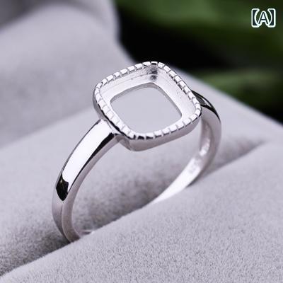 指輪 女性用 925スターリングシルバー 金メッキ 空枠 台座 フリーサイズ 角形 DIY...