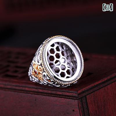 指輪 メンズ 925シルバー 銀 リング台 空枠 DIY 手作り 石留め用 エスニック 十字架 クラウン ローマ数字