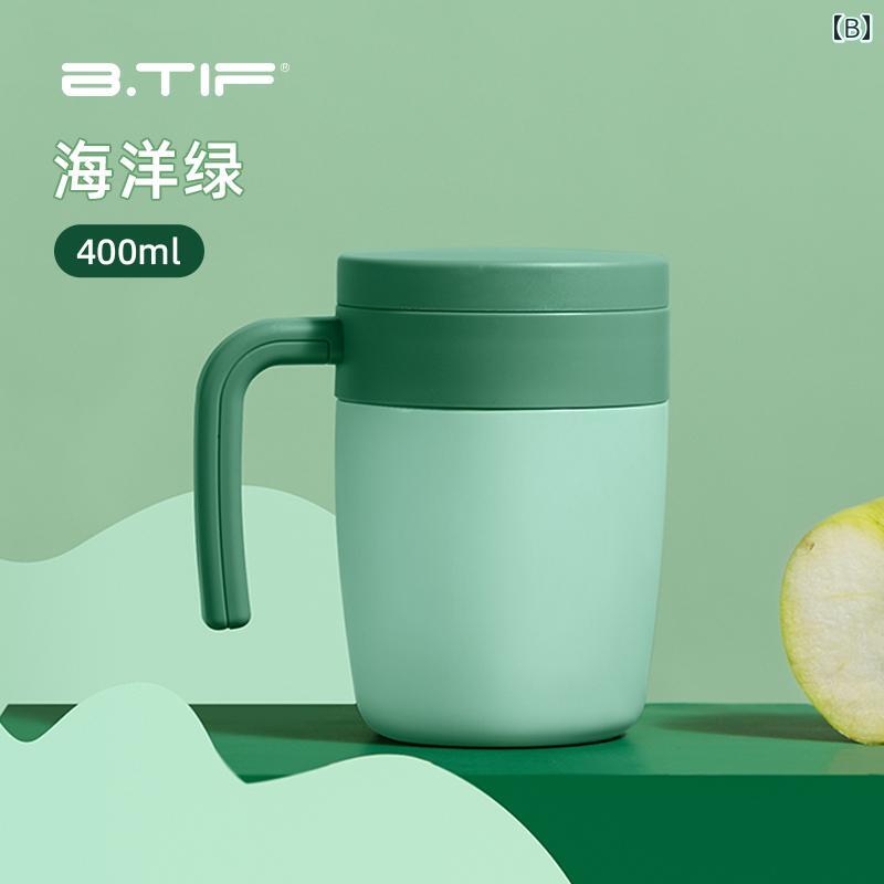 タンブラー 男女兼用 ステンレス 暖かい 保冷 蓋 取っ手 400ml 取り外し 茶こし コ...