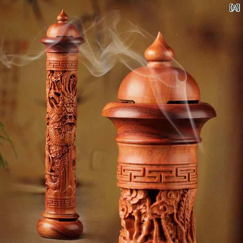 香炉 紅木製 縦型 透け 蓮 線香立て 家庭用 室内用 茶道 沈香 お香立て 明清レトロスタイル 癒し 仏間 書斎 和風 インテリア