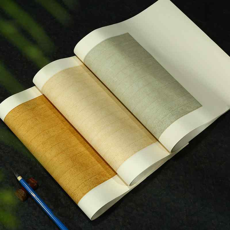 書道用紙 宣紙 蝋染め 晋唐風 古箋 信箋 便箋 小楷 作品用 縦書き 縦罫 半生熟 毛筆 硬筆 淡彩 レトロ ..