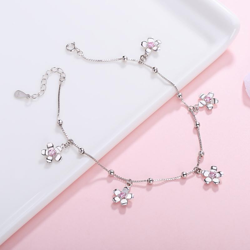 アンクレット レディース 女性用 銀 925シルバー 桜 さくら 花モチーフ シンプル 韓国風 レトロ 個性的..