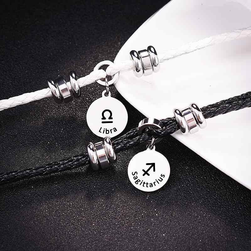 アンクレット 男女兼用 カップル ペア チタン鋼 十二星座 韓国風 個性的 シンプル 小物 手編み カジュアル デイリー 学生